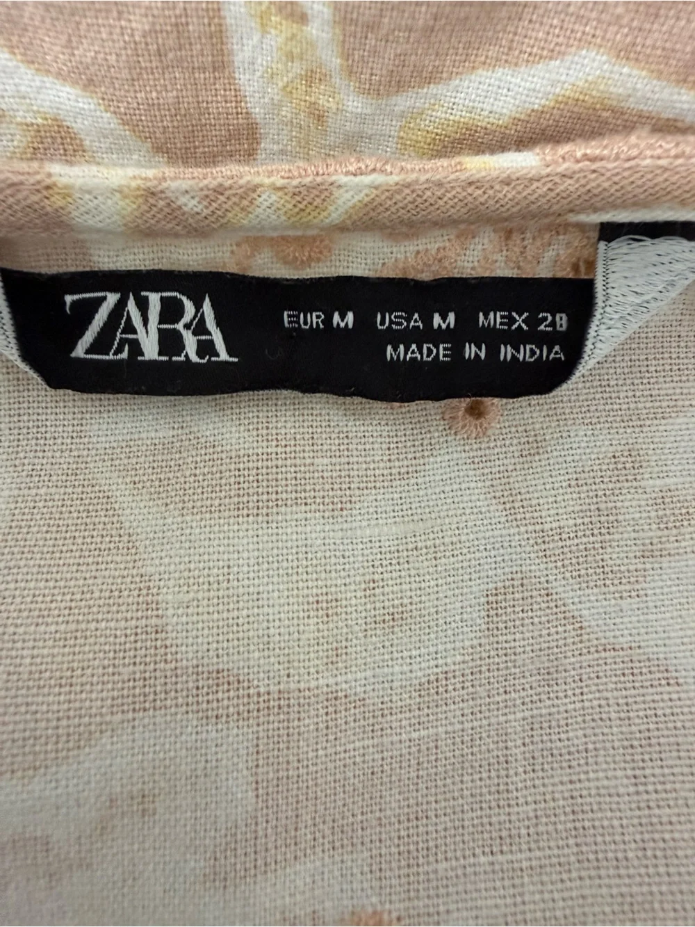 Zara Linen Blend Embroidered Eyelet Palm Tree Print Romper Button Front V-Neck M